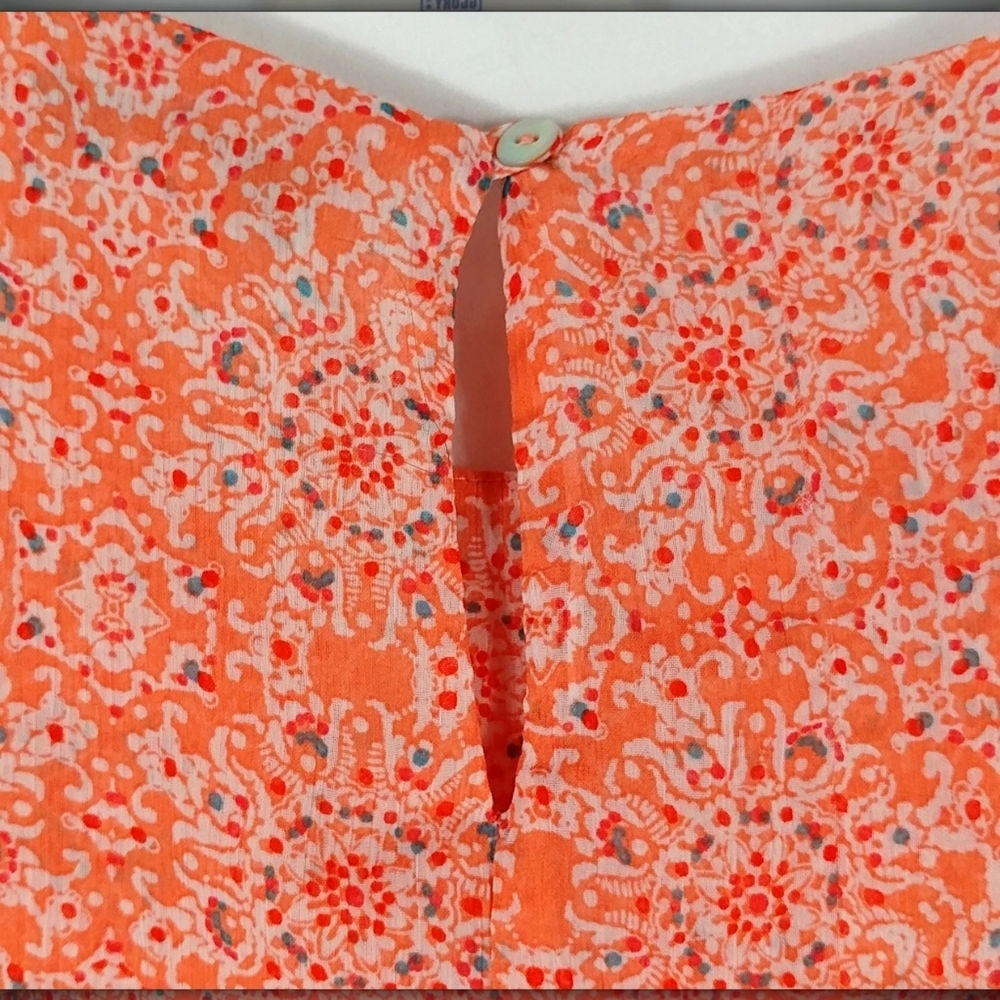 Fever Women's Orange Geometric Art Sleeveless Shark Bite Hem Top Plus Size XXL - Picture 9 of 11